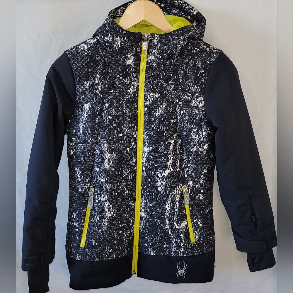 Girls Spyder Moxie Jacket Size 12 Black And Yellow